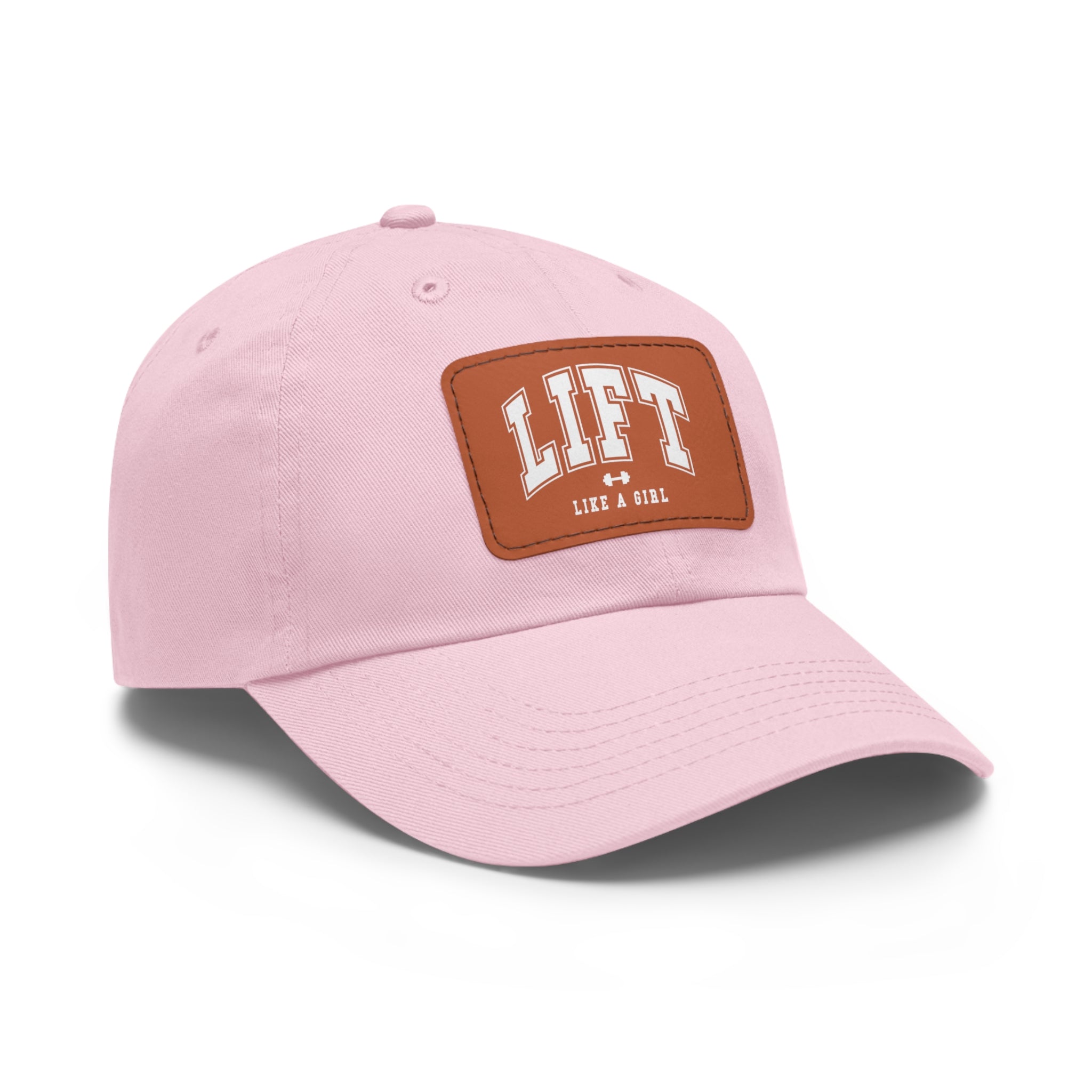 Lift Like A Girl - Dad Hat with Leather Patch (Rectangle) - White Font