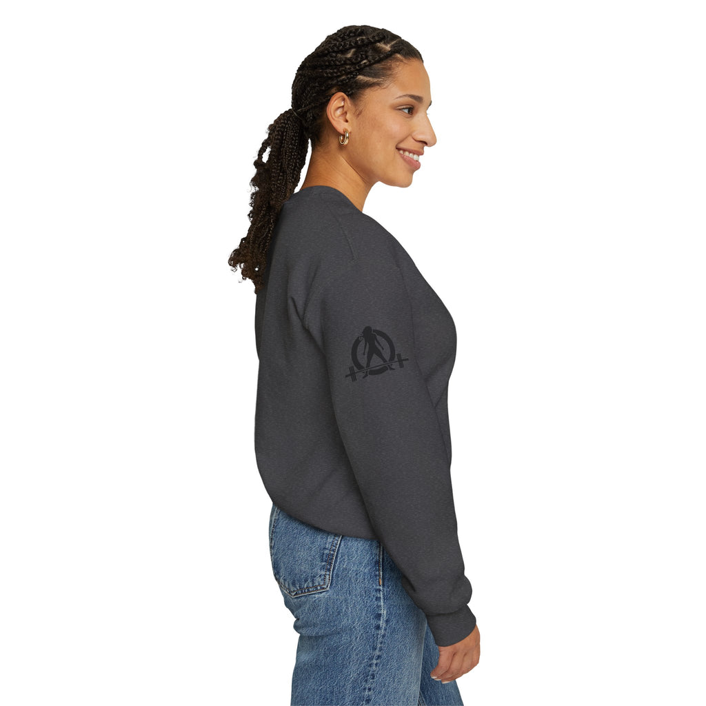 Iron Sharpens Iron - Unisex Heavy Blend™ Crewneck Sweatshirt - Front Black Logo - Plain Back