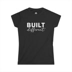 Built Different - Women's Softstyle Tee - White Logo Plain Back