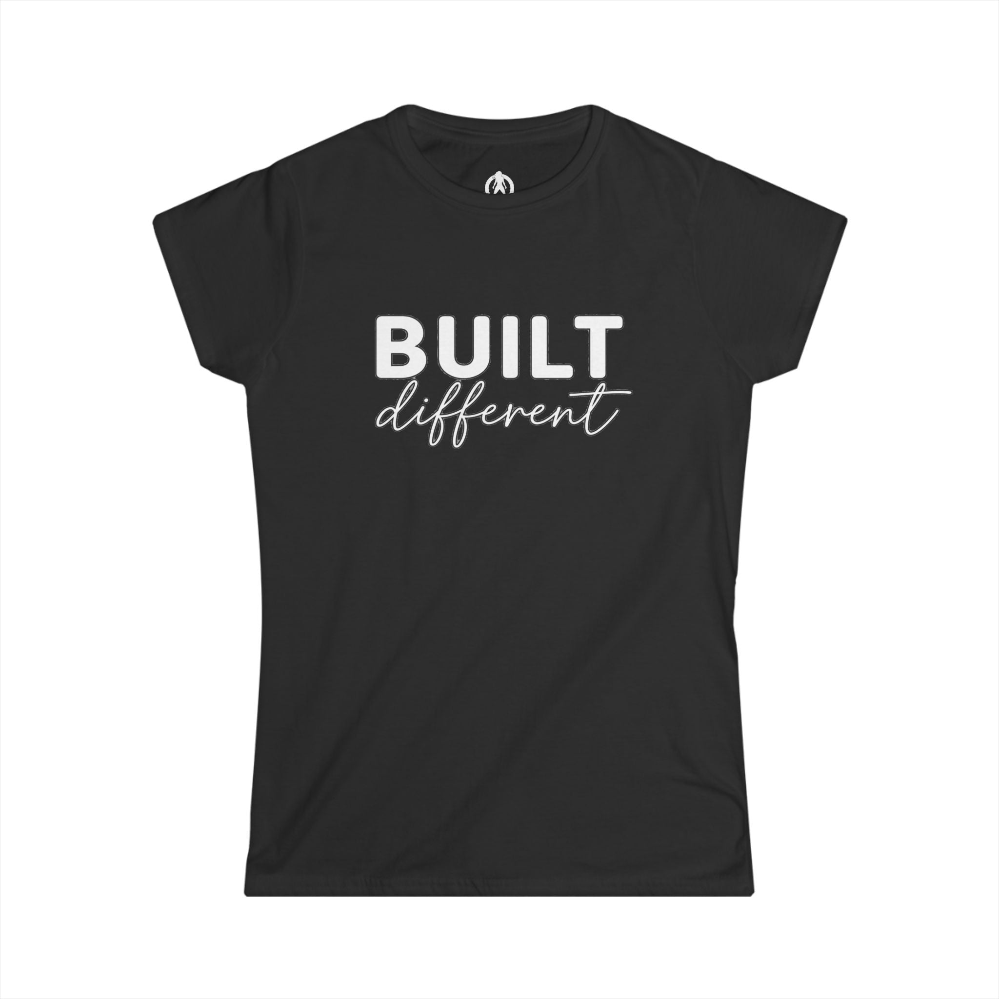 Built Different - Women's Softstyle Tee - White Logo Plain Back