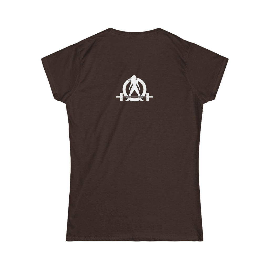 Squat Bench Deadlift Repeat - Women's Softstyle Tee -  Front & Back WWLW Logo