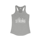 She is STRONG - Women's Ideal Racerback Tank - Front White Logo Plain Back
