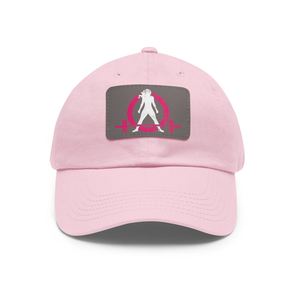 Distressed - Dad Hat with Leather Patch (Rectangle) - Color Font