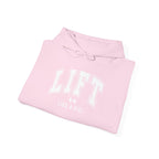 Lift Like.A Girl - Unisex Heavy Blend Hooded Sweatshirt - White Logo on Front & Right Sleeve