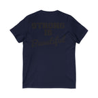 Strong Is Beautiful - Distressed Black Logo - Unisex Jersey Short Sleeve V-Neck Tee