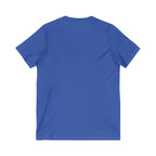 Lift Heavy Shit - Unisex Jersey Short Sleeve V-Neck Tee - White Logo Plain Back