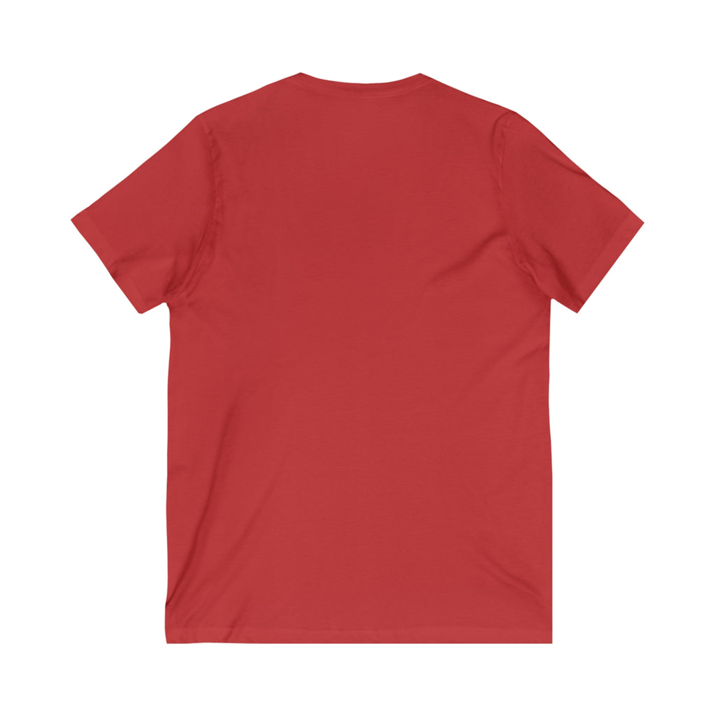 Lift Heavy Shit - Unisex Jersey Short Sleeve V-Neck Tee - White Logo Plain Back