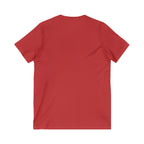 Lift Heavy Shit - Unisex Jersey Short Sleeve V-Neck Tee - White Logo Plain Back