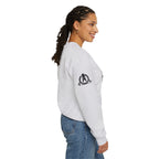 She is STRONG - Unisex Heavy Blend™ Crewneck Sweatshirt - Front Black Logo - Plain Back