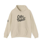 Coffee & Barbells  - Unisex Heavy Blend Hooded Sweatshirt - Black Logo on Front & Right Sleeve