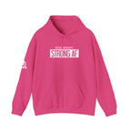Goal Weight Strong AF - Unisex Heavy Blend Hooded Sweatshirt  - White Logo Front & Right Arm