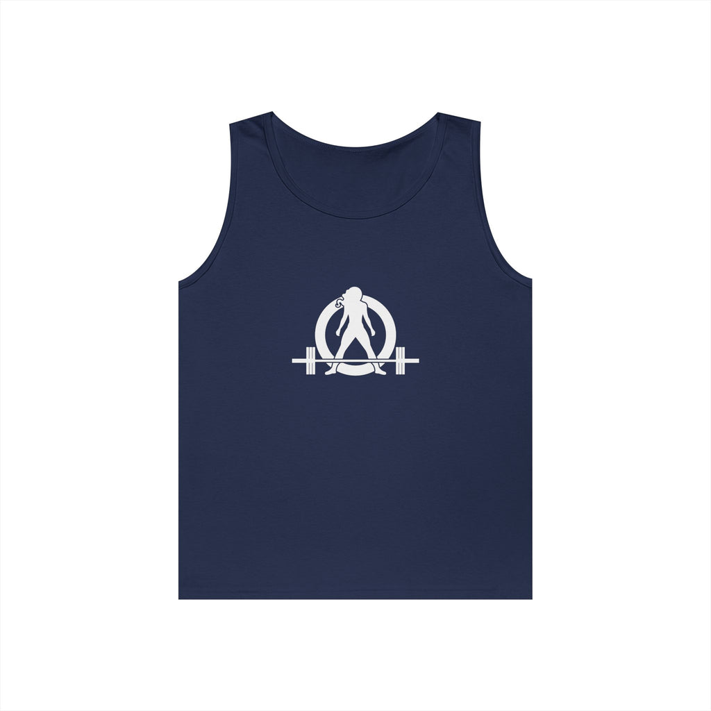 I DON’T WANT TO LOOK SKINNY I WANT TO LOOK LIKE I CAN KICK YOUR ASS – WWLW White Logo Unisex Heavy Cotton Tank Top