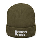 Bench Press Embroidered Ribbed Beanie – Workout Gym Hat