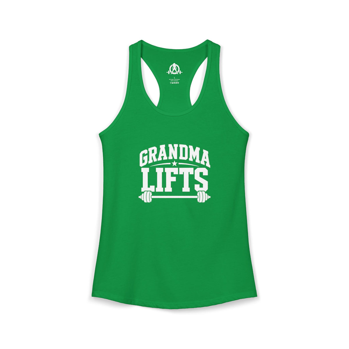 Grandma Lifts - Women's Ideal Racerback Tank - Black Logo Front Plain Back