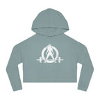 Women’s Cropped Hooded Sweatshirt - White Distressed Logo