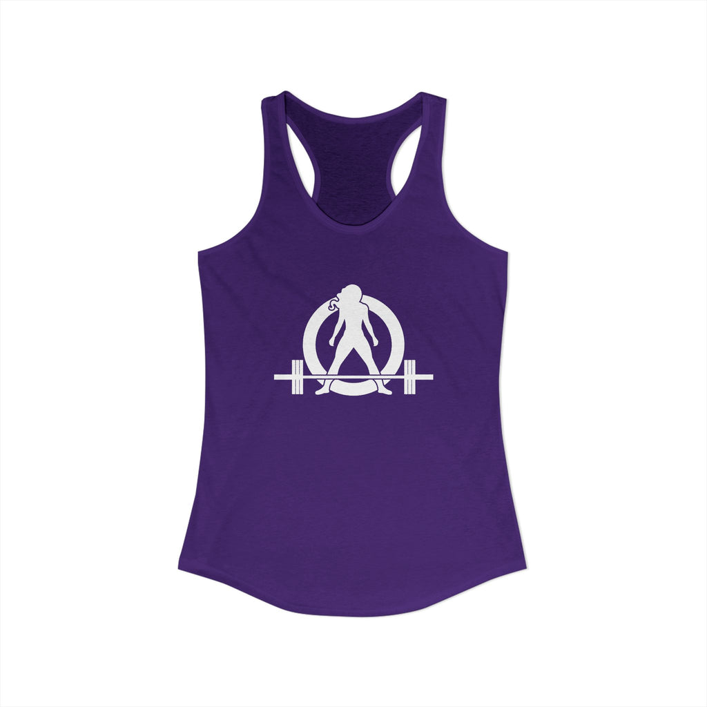 25 + 25 = 70 Women's Ideal Racerback Tank - White Print Front & Back