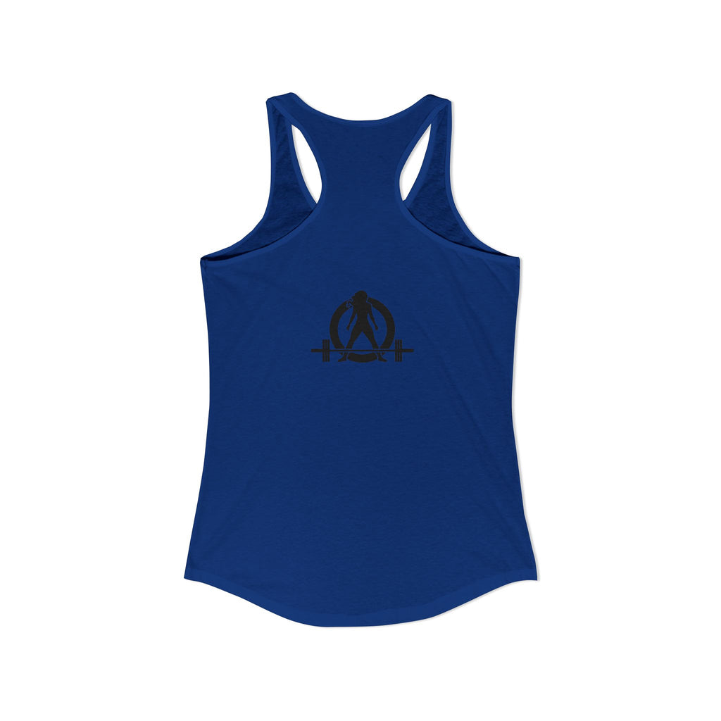 ALL I NEED IS Coffee and a Barbell - Women's Ideal Racerback Tank - Dark Logo - Front & Back