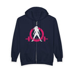 Distressed Logo – Unisex Heavy Blend™ Full Zip Hooded Sweatshirt – Color Inverted Logo