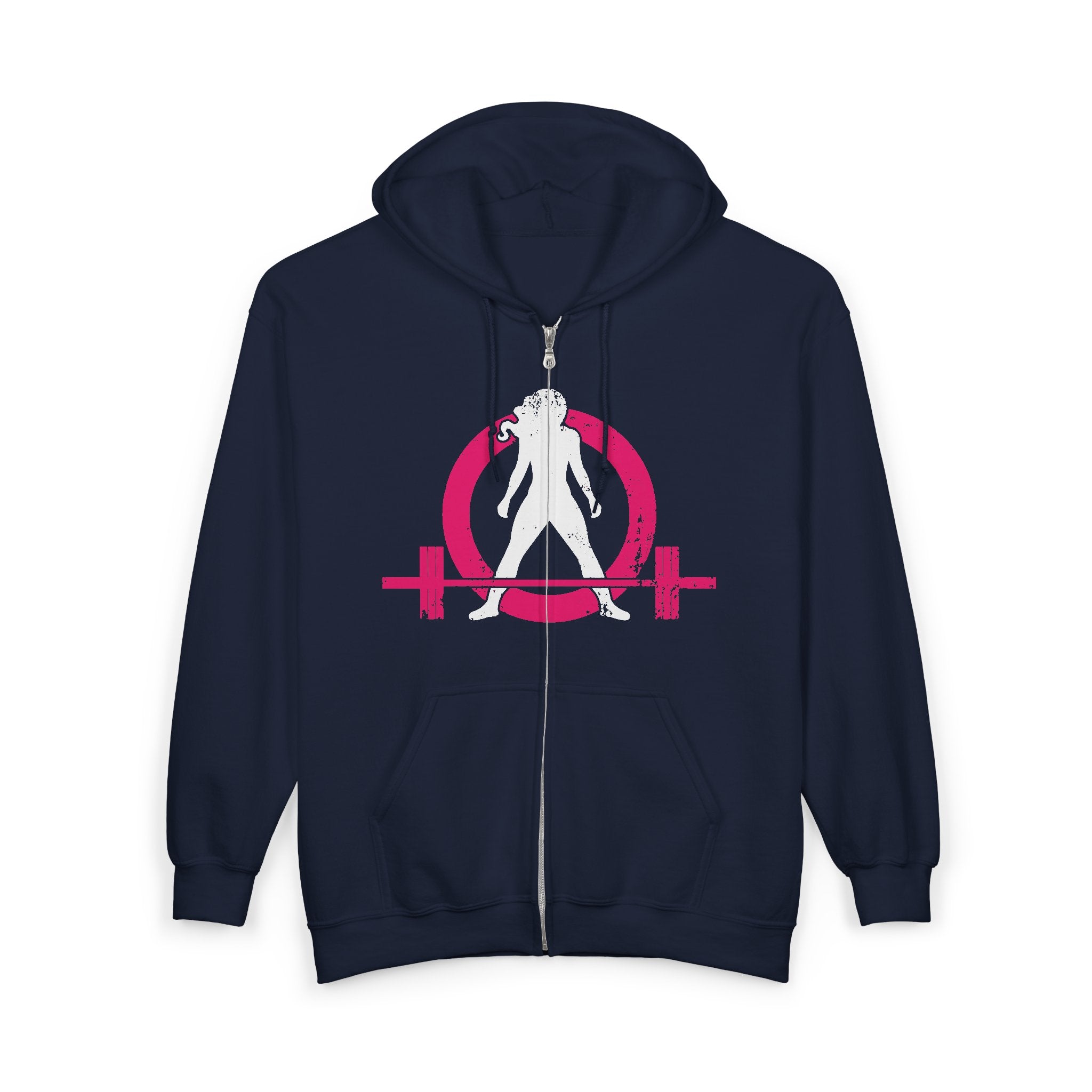 Distressed Logo – Unisex Heavy Blend™ Full Zip Hooded Sweatshirt – Color Inverted Logo