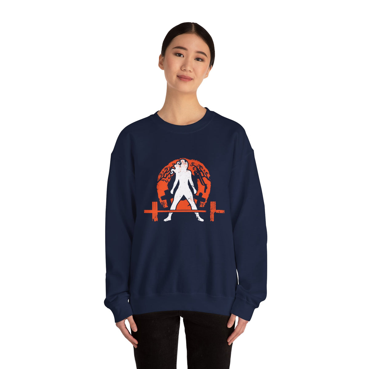 Halloween Graveyard - Unisex Heavy Blend™ Crewneck Sweatshirt - White Logo on Front