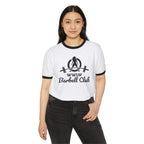 WWLW Barbell Club - Unisex Cotton Ringer T-Shirt - Black Logo Plain Back