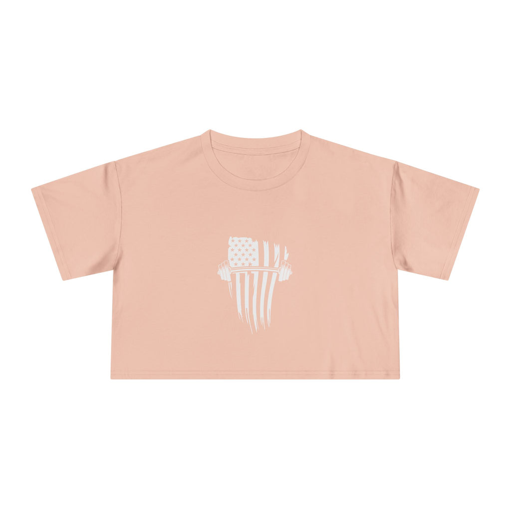 USA Barbell - Women's Crop Tee - White Front Logo