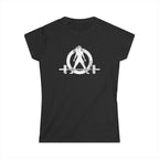 Lift Heavy Shit - Women's Softstyle Tee - White Distressed Logo + Print On Back