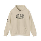 Lift Heavy Shit – Unisex Heavy Blend™ Hooded Sweatshirt (Black Logo Front & Sleeve) 🖤🏋️‍♂️🔥