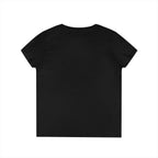 Ladies' V-Neck T-Shirt - Distressed Black Logo