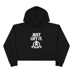 Just Lift It - Empowered Crop Hoodie – White Logo - Plain Back