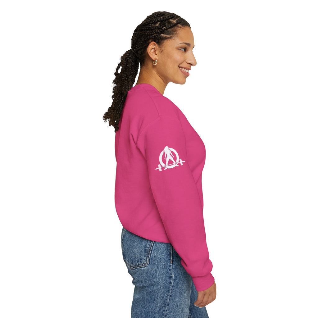 Iron Sharpens Iron - Unisex Heavy Blend™ Crewneck Sweatshirt - Front White Logo - Plain Back