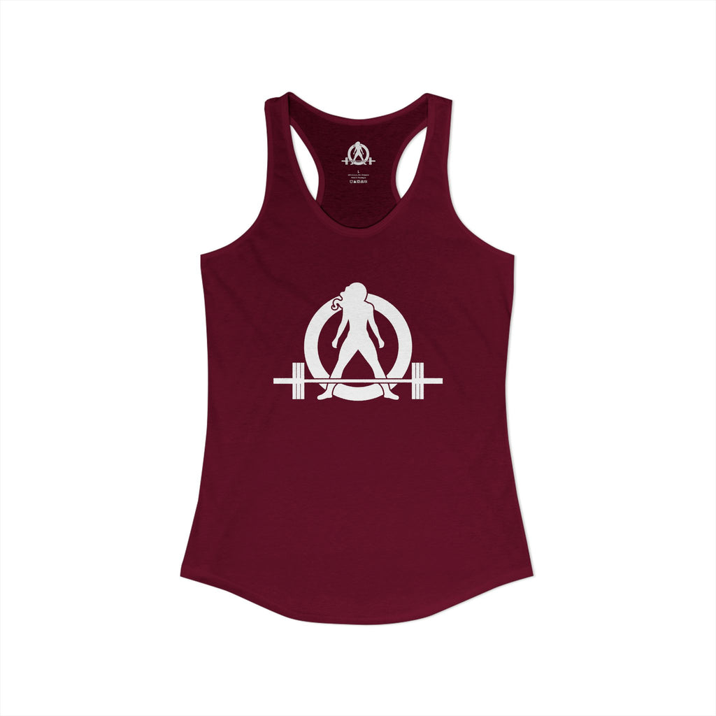 Grandma Lifts - Women's Ideal Racerback Tank - White Logo Front & Back