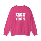 Iron Sharpens Iron - Unisex Heavy Blend™ Crewneck Sweatshirt - Front White Logo - Print on Front & Back