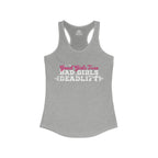 Good Girls Tone, Bad Girls Deadlift - Women's Ideal Racerback Tank -White Logo - Plain Back