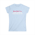 Women’s Softstyle Tee – Good Girls Tone… Bad Girls Deadlift 💀💪🔥 – Front Print, Plain Back