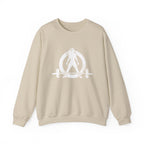 ALL I NEED IS COFFEE and a Barbell - Unisex Heavy Blend™ Crewneck Sweatshirt - Distressed Logo - Front & Back