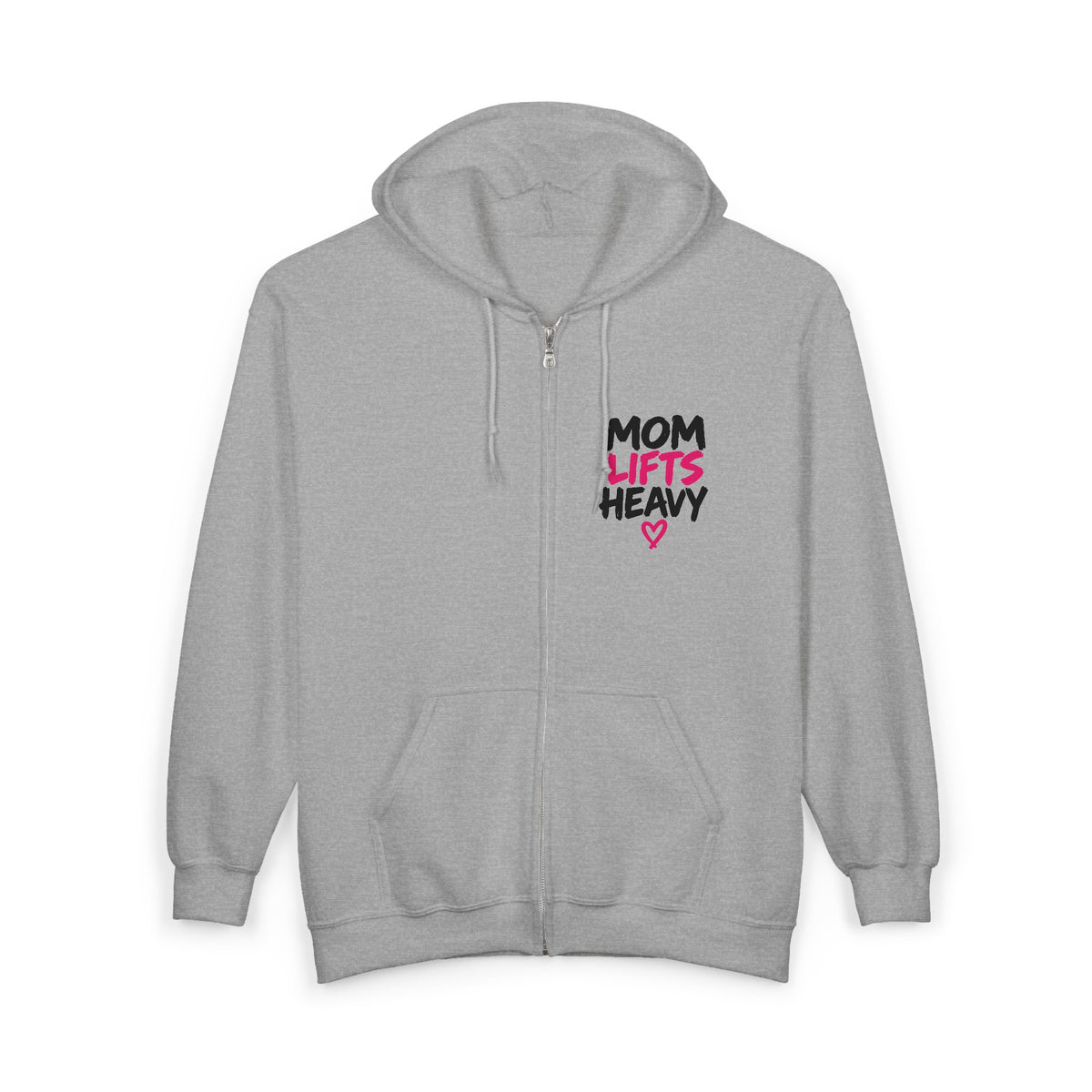 Mom Lifts Heavy – Unisex Full-Zip Hoodie – Left Chest Logo