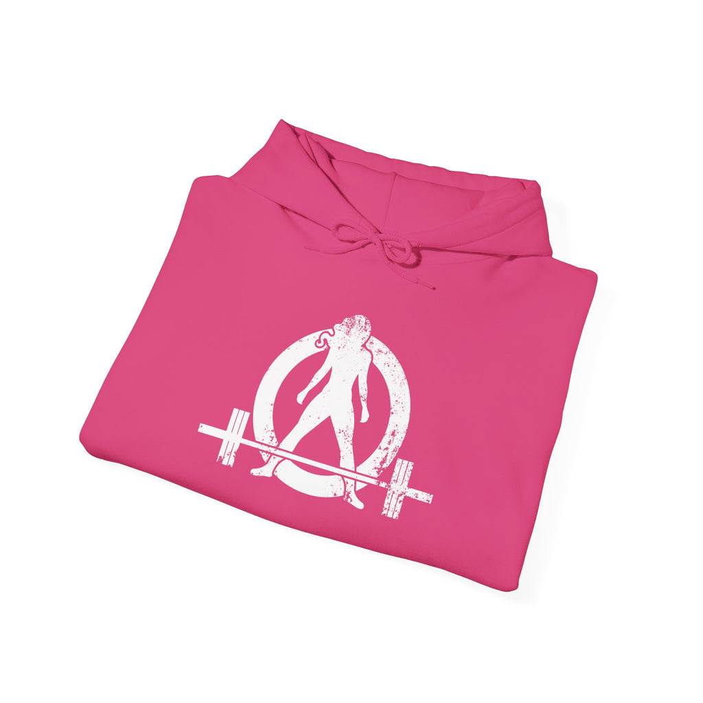 Distressed Logo - Unisex Heavy Blend Hooded Sweatshirt - White Logo - Plain Back  (BEST SELLER)