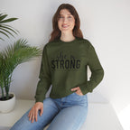 She is STRONG - Unisex Heavy Blend™ Crewneck Sweatshirt - Front Black Logo - Plain Back
