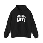 Grandma Lifts - Unisex Heavy Blend™ Hooded Sweatshirt - White Logo Front -  Plain Back