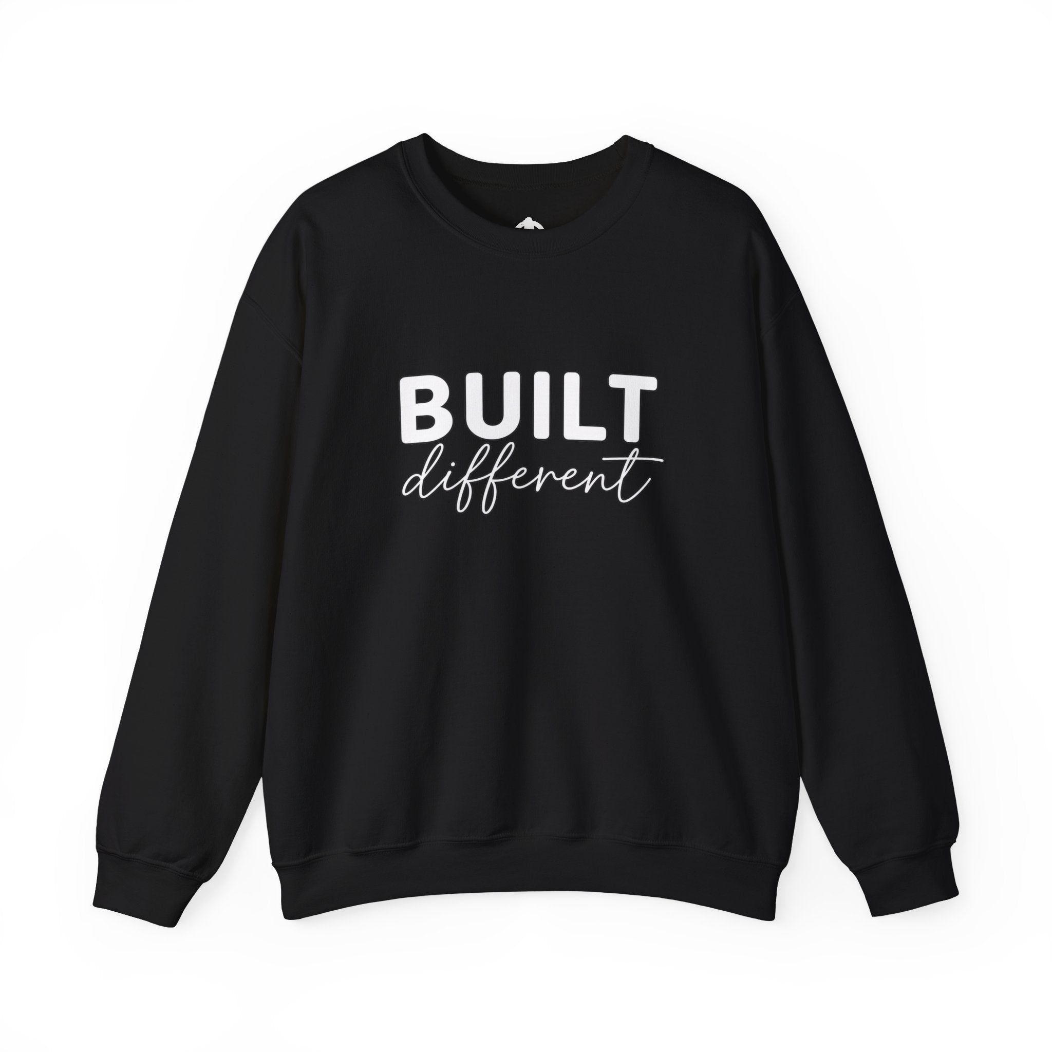 Built Different Crewneck Sweatshirt — Front & Back White Logo