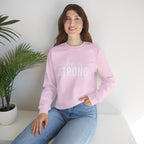 She is STRONG - Unisex Heavy Blend™ Crewneck Sweatshirt - Front White Logo - Plain Back