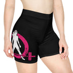 Women's Biker Shorts - Black with Distressed Color Logo