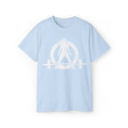 Unisex Ultra Cotton Tee - Distressed White Logo - Plain Back