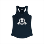 Cardio?  Lift Weights Faster - Distressed White Logo - Ideal Racerback Tank - Front & Back