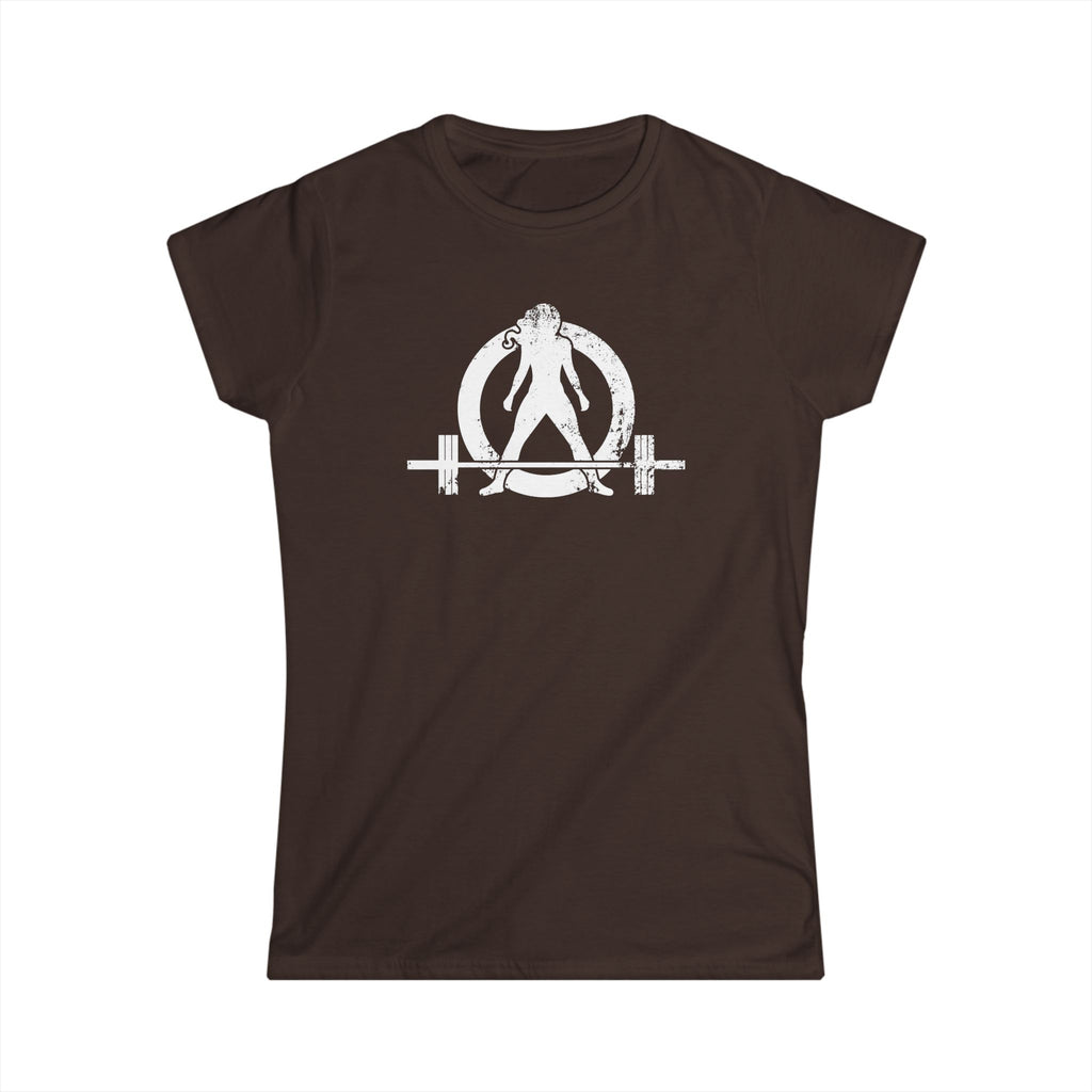 I DON'T WANT TO LOOK SKINNY I WANT TO LOOK LIKE I CAN KICK YOUR ASS - Women's Softstyle Tee - Distressed White Logo
