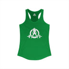 Strong Is Beautiful - Women's Ideal Racerback Tank - Distressed White Logo Front & Back Print