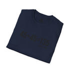 45 + 45 = 135 – Unisex Softstyle Tee | Black Front, Plain Back