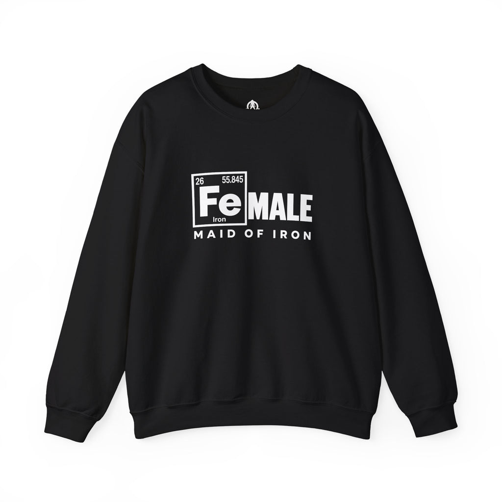 Maid of Iron - Black Crewneck Sweatshirt - Front Print + Plain Back