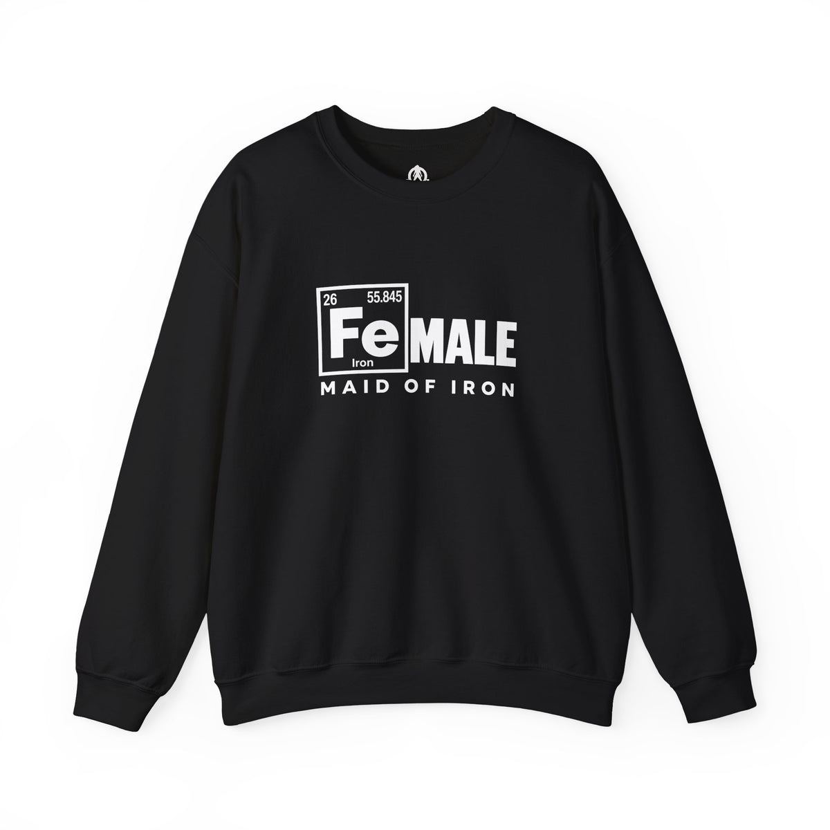 Maid of Iron - Black Crewneck Sweatshirt - Front Print + Plain Back